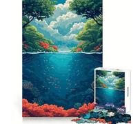 Anime River Forest Clouds Jigsaw Puzzles for Adults 1000 Pieces Brain Power Snug Connection Home Game Perfect Art (38x52cm)