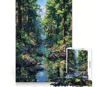 Anime River Forest Fantasy Jigsaw Puzzle 1000 Piece for Teenagers Reason Boost Nice Thick Enjoyable Challenge Birthday Idea (50x75cm)