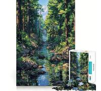 Anime River Forest Fantasy Jigsaw Puzzles for Adults 1000 Piece Memory Fit Quality Print Home Game Santa Present (38x26cm)