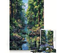 Anime River Forest Fantasy Jigsaw Puzzles for Adults 1000 Piece Memory Fit Quality Print Home Game Santa Present (38x26cm)