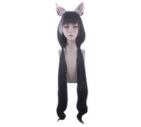 Anime Role Play For Princess Connect Re:Dive Kiruya Wig with Ears Kyaru Cosplay 100cm long black Halloween Wigs