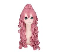 Anime Role Play For Vocaloid RUKA Long Pink Curly Cosplay Wig Halloween Party Wigs With Claw Ponytail