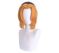 Anime Role Play Wig For Makio Black Ponytail With Orange Bangs Cosplay Wig Halloween Cos Props
