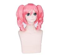 Anime Role Play Wig For Roromiya Karuta Inu X Boku Ss Pink Short Curly Cosplay Wig With Chip Ponytails