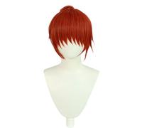 Anime Rurouni Kenshin Cosplay Wig, Red Short Braid Wig Halloween Costume Party