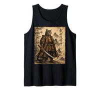 Anime Samurai Cat Vintage Warrior with Katana Sword Tank Top