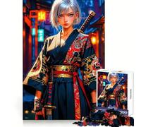 Anime Samurai Girl in Kimono Jigsaw Puzzles for Adults 1000 Pieces Brain Power Snug Connection Home Game Perfect Art (38x52cm)