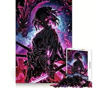 Anime Samurai Girl with Dragon 1000 Piece Puzzle For Adults Brain Calisthen Tight Joint Hard Challenge Game Night (38x52cm)