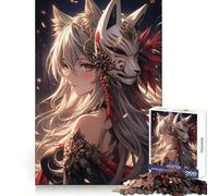 Anime Samurai Girl with Kitsune Mask 1000 Piece Jigsaws for Adults Puzzle Brain Calisthen Clear Color Hard Challenge Furniture Decor (50x75cm)