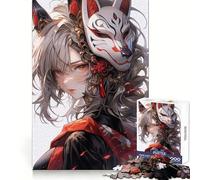 Anime Samurai Girl with Kitsune Mask Puzzles for Adults 1000 Pieces Brain Calisthen Indoor Play Pattern Assemble Home Display (50x75cm)