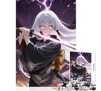 Anime Samurai Girl with Silver Hair Puzzles for Adults 1000 Puzzles Great Gifts for Games Precision Cutting DIY Toys for And from 14 Years And over (38x52cm)