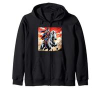 Anime Samurai Warrior Katana Horseman Japanese Warrior Zip Hoodie