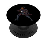 Anime Samurai Woman Katana Fighter Black girl African PopSockets Adhesive PopGrip