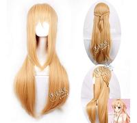 Anime SAO Sword Art Online Long braided Light golden brown Wig Yuuki Asuna Synthetic Hair Sword Art Online Cosplay Costume Wigs One Size Yuuki Asuna wig 126