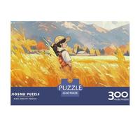 Anime Scenery 300 Pieces Wheat Fields Jigsaw Puzzle Adults Fun Decoration Education Game Toy Intellectual Game Stress Relief Toy Relaxation and Intelligence 300pcs (40x28cm)