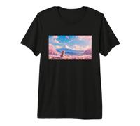 Anime Shiba Inu Under Sakura Tree with Mount Fuji Premium T-Shirt