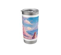 Anime Shiba Inu Under Sakura Tree with Mount Fuji Stainless Steel Insulated Tumbler
