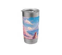 Anime Shiba Inu Under Sakura Tree with Mount Fuji Stainless Steel Insulated Tumbler