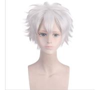 Anime Shinazugawa Sanemi Cosplay Wig, Silver Gray Short Hair Wigs, Halloween Costume Party Role Play