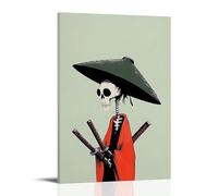 Anime Skeleton Warrior Poster, Black And Other Combinations, The Soul of The Warrior (4)Poster Canvas Wall Art For Living Room Bedroom Gaming Room Office Posters 12x18inch(30x45cm) Frame-style