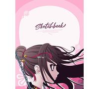 Anime Sketchbook: Traditional Japanese Pink Anime Girl - Large Blank Sketchbook - 8.5 x 11 Inches - 110 Pages