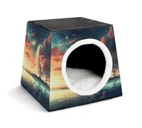Anime Sky Cat Bed for Indoor Cats - Foldable Cat & Dog House with Removable Cozy Cushion, Waterproof Oxford Washable Pet House for Small Pets 13.8" X 13.8" X 11.8"