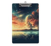 Anime Sky Clipboard, A4 Acrylic Clipboard with Hanging Hole, Ultra-Light Clip Board - Holds 100 Sheets, Shatterproof Document Holder for Office, 12.5" X 8.5"