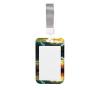 Anime Sky Vertical Id Card Badge Holder with Neck Strap, Printed Waterproof Name Card Holder for Work Office Nurse School
