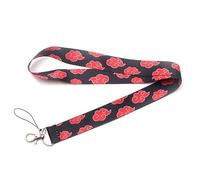 Anime Source Naruto Anime Manga Series Red Cloud Akatsuki Black Lanyard Keychain ID Badge Holder