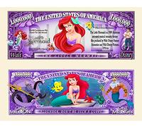 Anime Source The Little Mermaid Under The Sea Ariel Character Commemorative Novelty Million Bill with Semi Rigid Protector