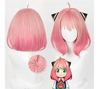 Anime SPY×FAMILY Anya Forger Cosplay Wig Short Pink Gradient Halloween Party Wigs for Women and Girls (Wigs and Headpiece)
