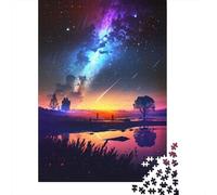 Anime Starry Night 1000-Piece Puzzle for Adults, 38x26cm/1000pcs; Low-dust White Cardboard Pieces; to Enjoy at Home Alone Or with Company