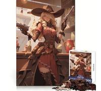 Anime Steampunk Cowgirl 1000 Adult Pieces Jigsaw Puzzle Brain Exercise Tight Joint Real Challenge Art Decor (38x52cm)
