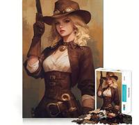 Anime Steampunk Cowgirl 1000 Pieces Puzzles for Teenagers DownTime Game Smooth Connection Real Challenge Santa Surprise (50x75cm)