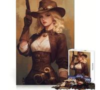 Anime Steampunk Cowgirl 1000 Pieces Puzzles for Teenagers DownTime Game Smooth Connection Real Challenge Santa Surprise (50x75cm)