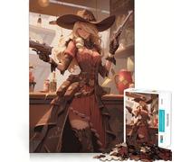 Anime Steampunk Cowgirl Jigsaws 1000 Pieces for Teenagers Decompress Smooth Cut Fun Challenge Perfect Art (50x75cm)