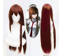 Anime Steins Gate Makise Kurisu Christina Assistant Brown Straight Long Wig Cosplay Wig 80cm Halloween+ Free Wig Cap 3