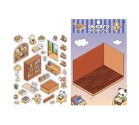 Anime Stickers - 3D Visual Stacking Stereo Cabin Stickers | Miniature Cut Scenes from Landscape Scenes Collage Sticker Book, Create Your Own Flower Room Library for Children and Him