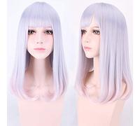 Anime Straight Lolita Bob Cosplay Wig For Women Purple Ombre 60Cm Long Synthetic Hair Harajuku Lolita Cosplay Wigs + Wig Cap One Size Lolita Wig Pl-558