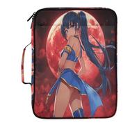 Anime-Style Beauty Red Moon Background Expanding File Organizer 7 Pockets A4 Letter Size with Zipper Closure for Paperwork Expanding File Folder with Labels