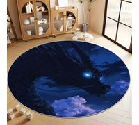 Anime Style Black Dragon Round Rugs 100 cm Area Rug Washable Moisture Barrier Round Carpet, Purple Soft Non-Slip Low Pile Circle Carpet - Entryway Office Bedroom Living Room Runner
