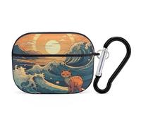 Anime Style Cat Airpod Pro Case AirPods 2 Case for Women Hard Shell Protective Cover with Carabiner Keychain Compatible with AirPods Case 2nd 1st Generation, Front LED Visible Black