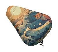 Anime Style Cat Bike Seat Cover Waterproof Oxford Fabric, Universal Adjustable Bicycle Saddle Cover with Drawstring Easy Install Protective Rain Dust Covers for Women Men