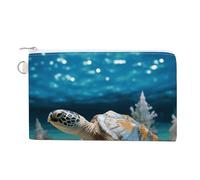 Anime Style Cat Coin Purse Canvas Change Pouch with Zipper Small Cosmetic Organizer Bag Women Wallet for Car Keys, Credit Cards, Cash, Lipstick, Sea Conch Shell Starfish Turtle, One Size