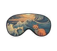 Anime Style Cat Sleep Mask for Women Men, Soft Eye Mask with Adjustable Strap for Sleeping, Light Blocking Travel Blindfold for Nap Comfortable Eye Cover for Home Office
