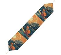 Anime Style Cat Table Runner for Dining Table, Short Plush Runners Washable & Durable Tablerunner Modern Home Decor for Wedding, Kitchen, Holiday 200*33cm