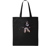 Anime Style Cross Samurai Pin Up Anime Babe Natural Ecological Cotton Tote Bag Black