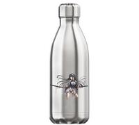 Anime Style Cross Samurai Pin Up Anime Babe Vacuum Insulated Thermal Water Bottle Silver