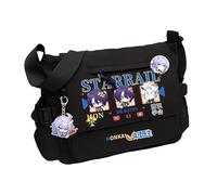 Anime Style Crossbody Bag Dr. Ratio Handbag Cute Messenger Shoulder Bag with Adjustable Strap, Roomy School Satchel with Side Pocket, Hook & Loop Flap, Gifts Included Black