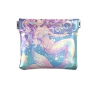 Anime-Style Cute Mermaid Stars Fantasy Fashion Women's Leather Coin Change Purse Cute Cash Coin Purse for Women Bolsa pequena para monedas